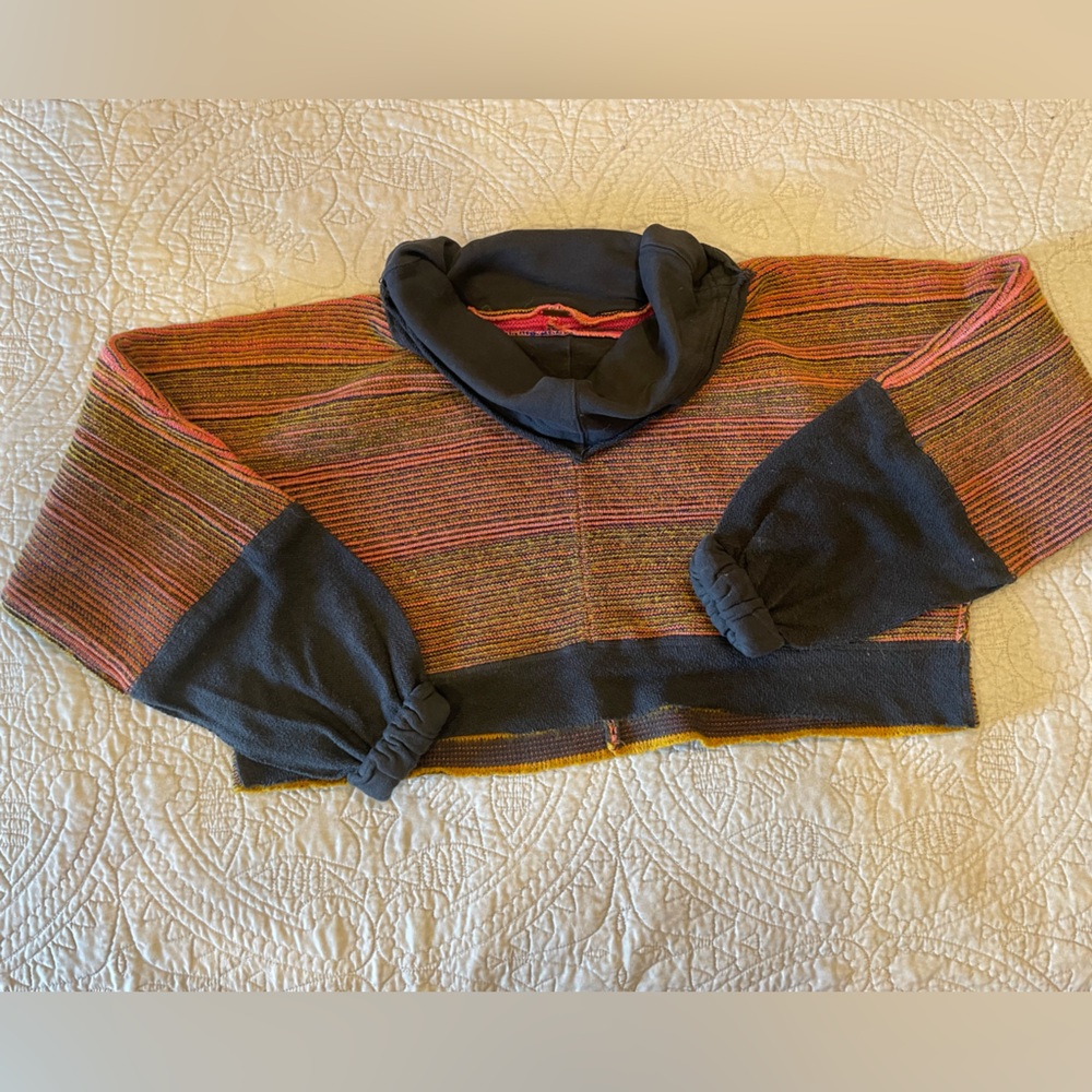 Free People Cropped Cowl- Neck Knit Sweater